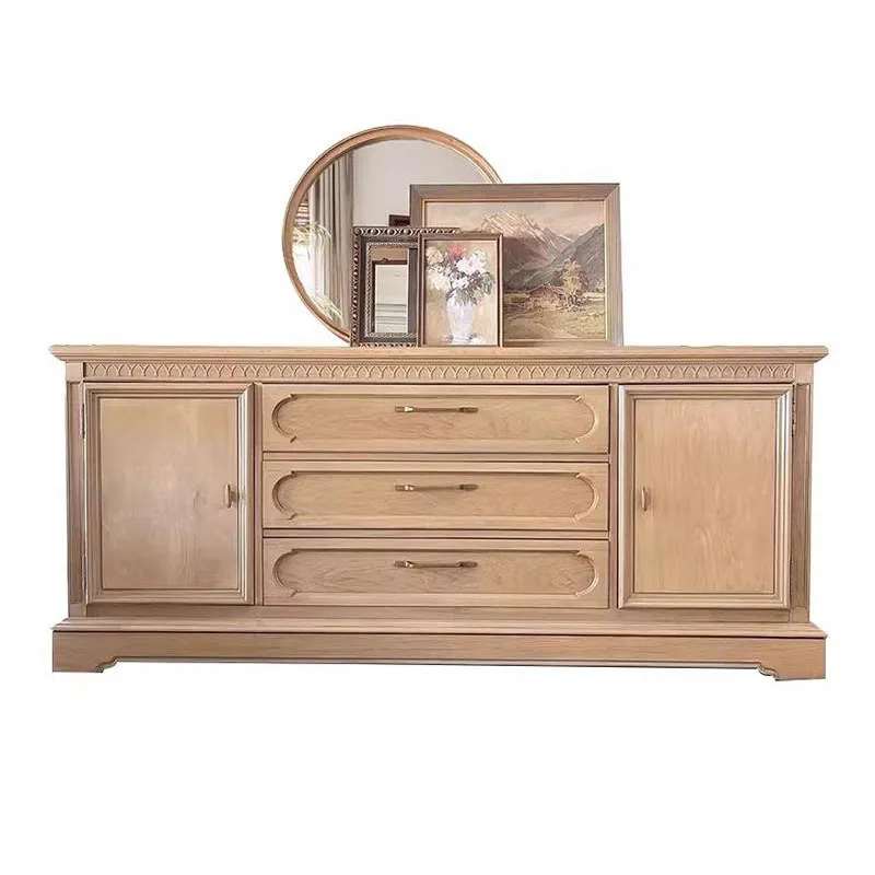 

American country solid wood chest, bedroom, bedside storage cabinet, French medium and ancient style small apartment