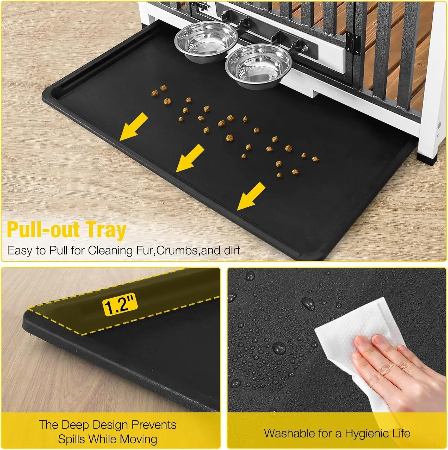 أثاث صندوق الكلاب للكلاب المتوسطة والصغيرة القابلة للطي وطاولة نهاية بيت الكلاب شديدة التحمل، بيت الكلب مع سقف مفتوح من الخشب الصلب