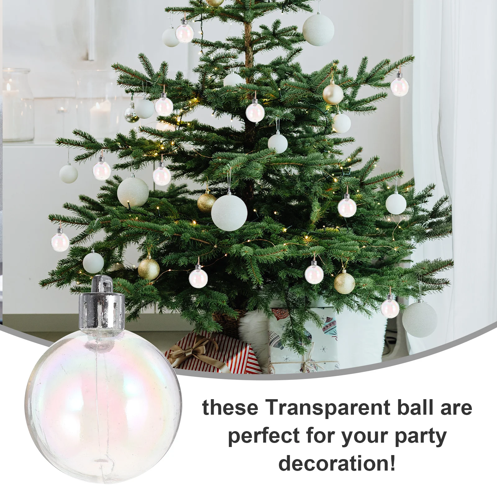 

12pcs Pearlized Bubble Balls Christmas Decoration Hanging Ball For Xmas Tree Party Festive Ornament Supply Pendant Decor