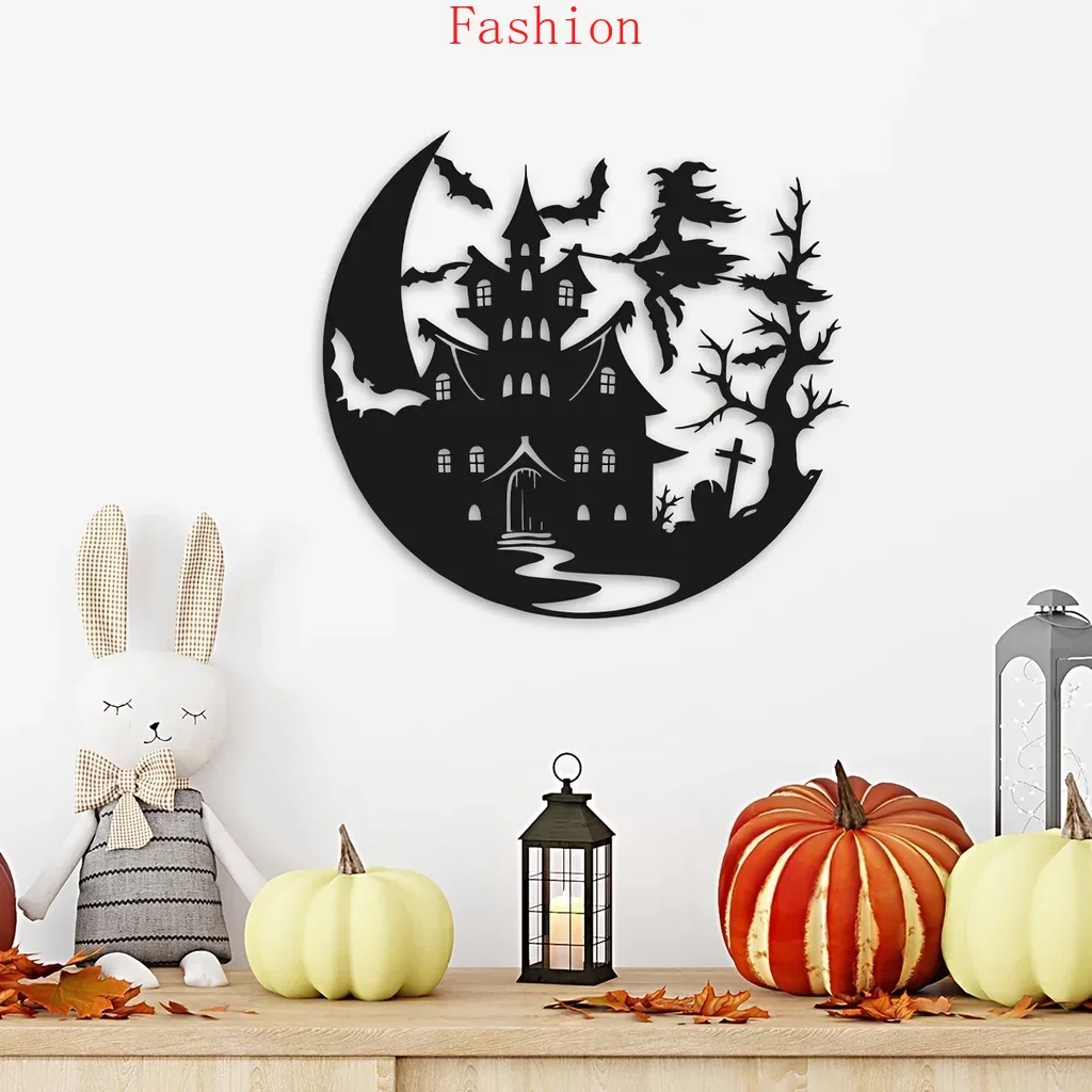 

Halloween Metal Sign Moon Witch Metal Art Witchy Aesthetic Porch Sign Halloween Unique Home Wall Decorations Goth Design wall d