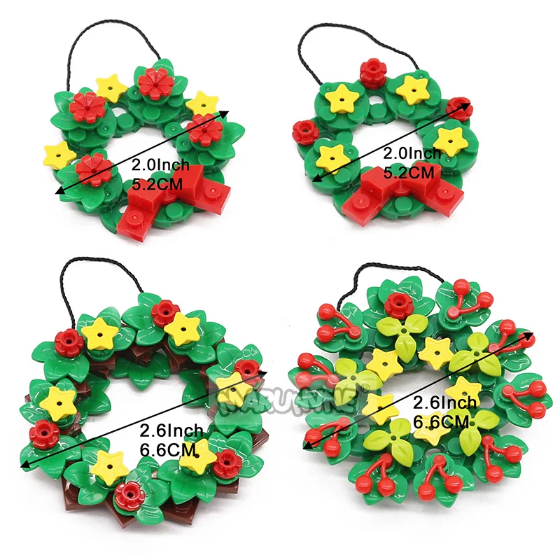 MARUMINE-Mini Christmas Garland Blocks Model Kit, DIY Wreath Set, MOC Building Bricks, Decoração Pingente De Flores, Brinquedos De Presente De Natal
