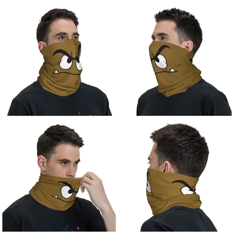 Cartoon Game Brown Goomba Face Bandana Neck Warmer Women Men Winter Ski Hiking Scarf Gaiter Face Cover