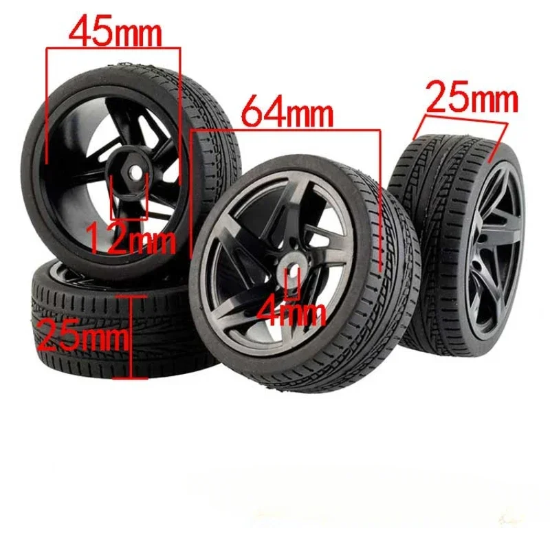 64mm 1/10 RC Racing Car Tires On Road Touring Drift Car Tyre Wheel for Tamiya TT01 TT02 XV01 TA06 PTG-2 HPI WR8 Kyosho HSP