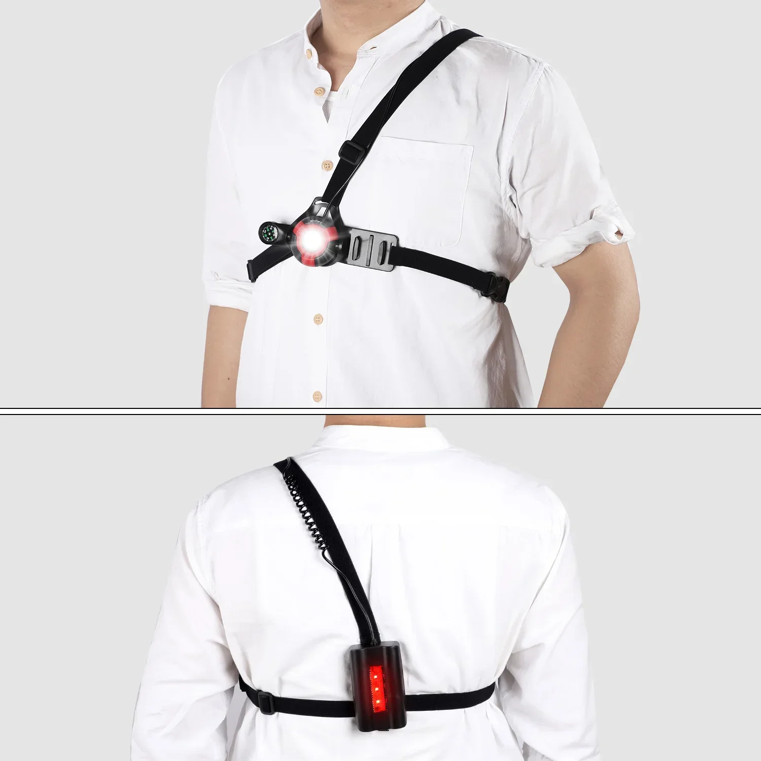 

WEST BIKING Уличный спортивный светильник USB перезаряжаемый IPX5 нагрудный светильник с компасом Походная безопасность Бег подтюпцем Велоспорт Предупреждающий световой сигнал