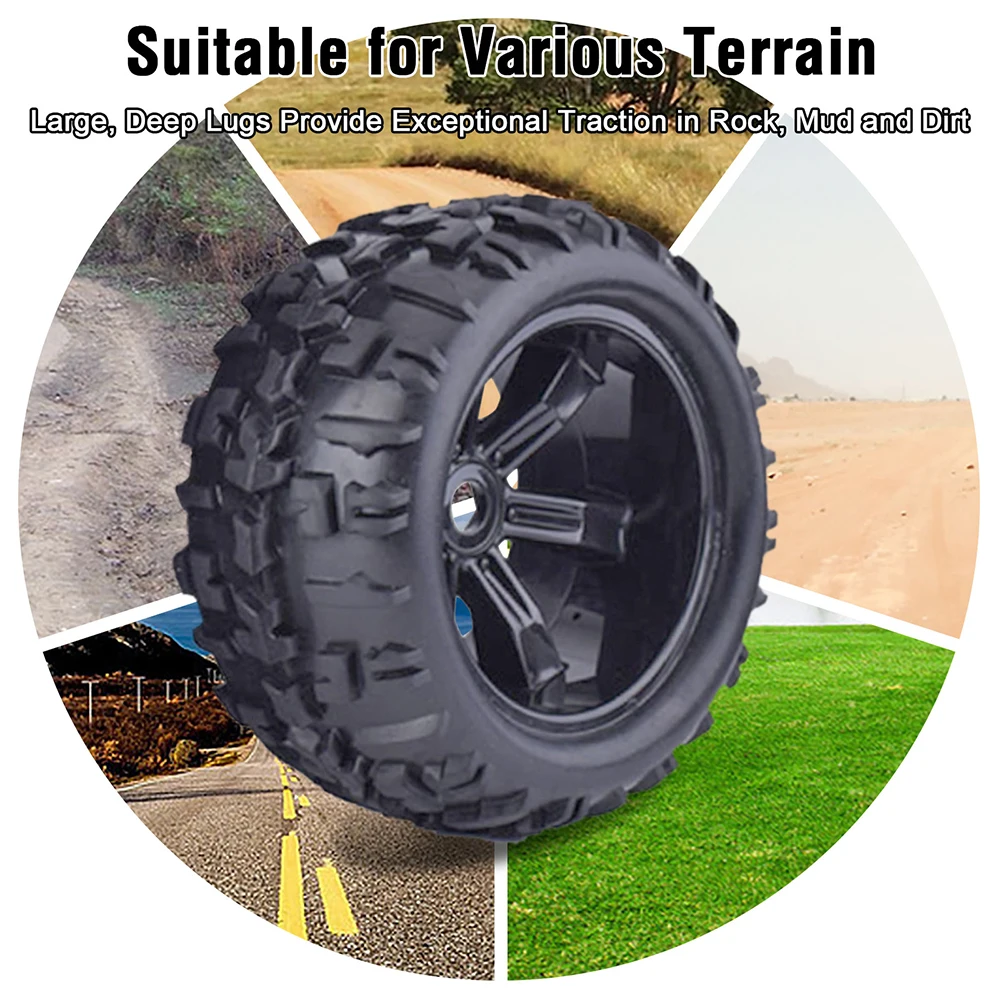 170MM 155MM 150MM Tyre Weel Monster Truck Tires Wheels 17mm Hub Hex for 1/8 RC Car HSP HPI Redcat Traxxas Trx4