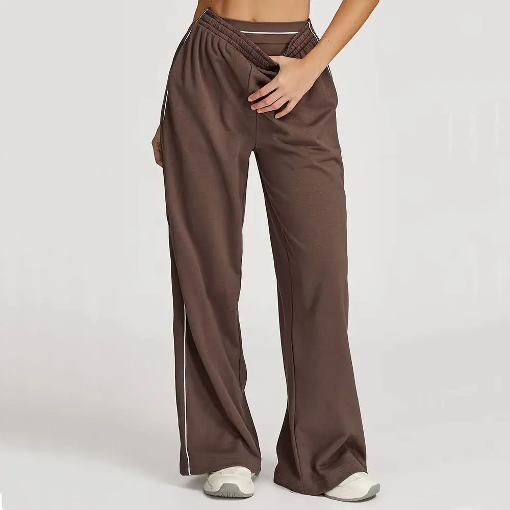 Women Color Blocking Sports Sweatpants Yoga Pants Loose High Waisted Straight Leg Sweatpants With Pockets Outdoor Fitness Pants