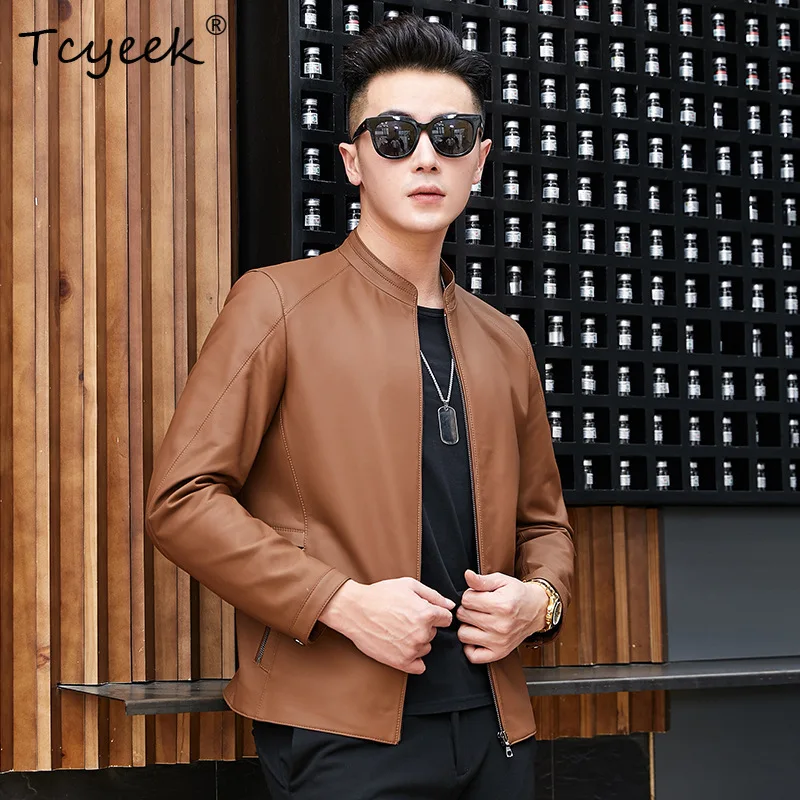 Tcyeek Real Sheepskin Coats for Men Business Casual Autumn Men Clothing Short Genuine Leather Jackets Men 2026 Jaqueta Masculina