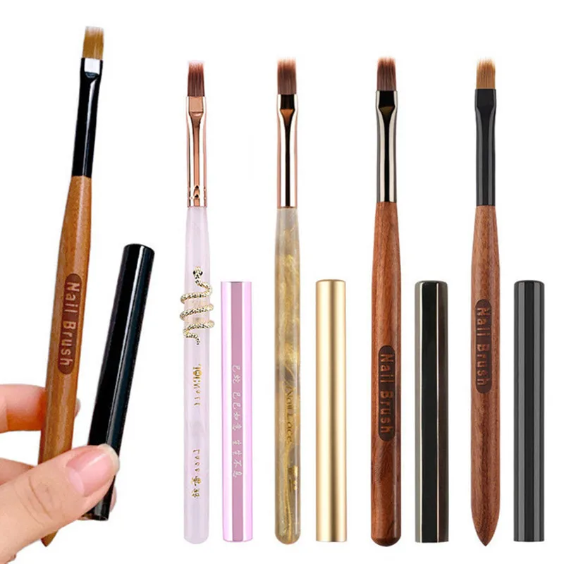 แปรงทาเล็บลายไล่สี ด้ามไม้จันทน์ 1/2 ชิ้น สำหรับเพ้นท์เล็บ ทาสีเจลยูวี ไล่สีอะคริลิค