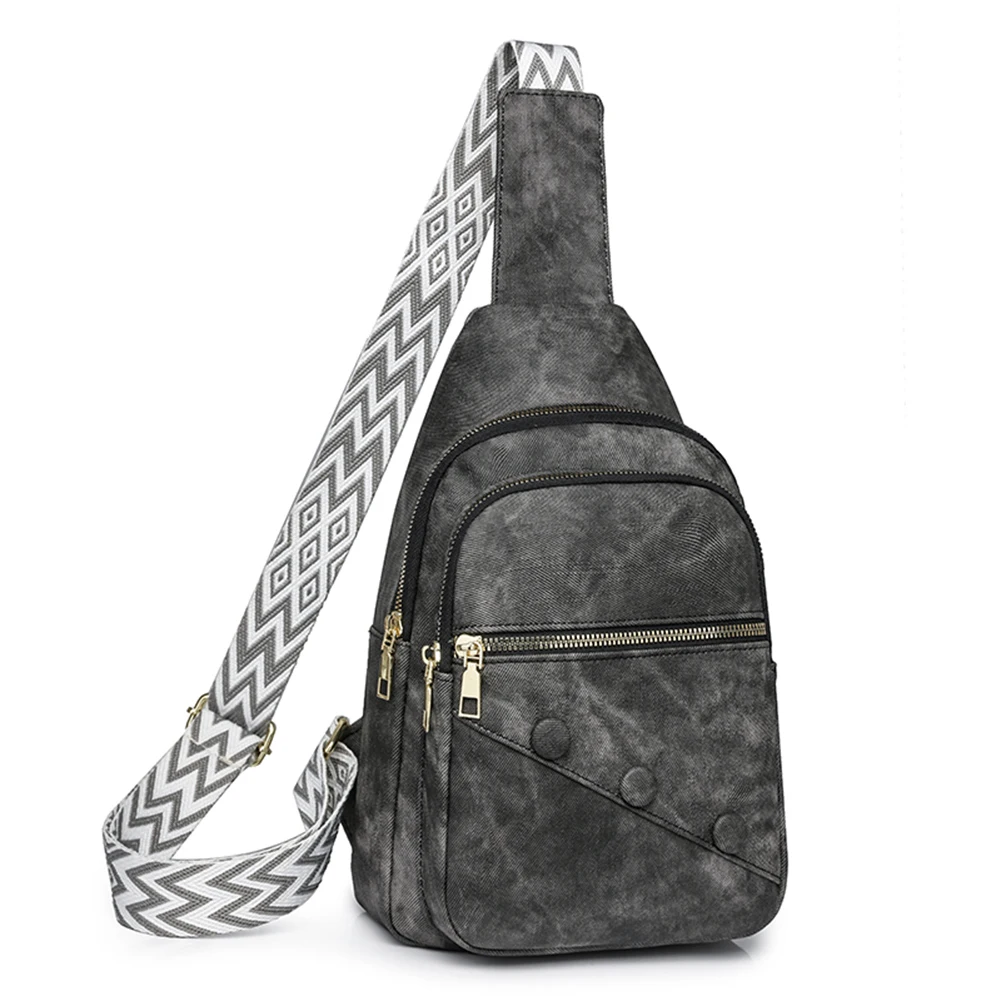 

Crossbody Purse for Women Men PU Leather Chest Bag Fashion Fanny Packs Adjustable Guitar Strap for Daily Work Shopping Travel