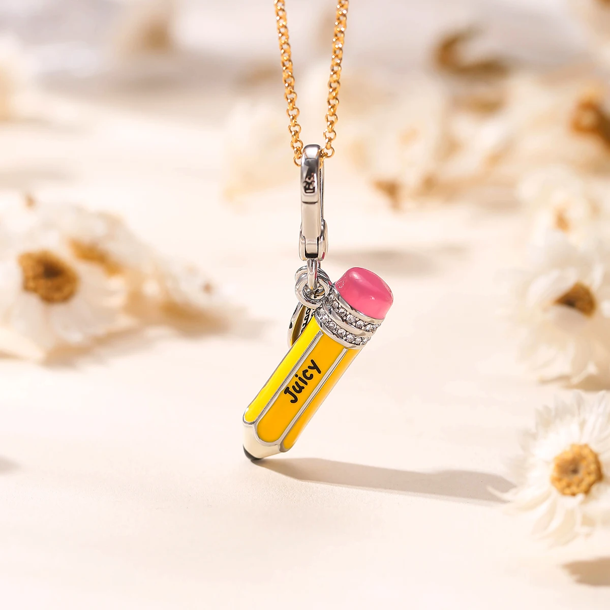

1Pc Fashion Exquisite Enamel Yellow Pencil Pendant Necklace For Women Men Cool Niche Party Jewelry Back to School Season Gift