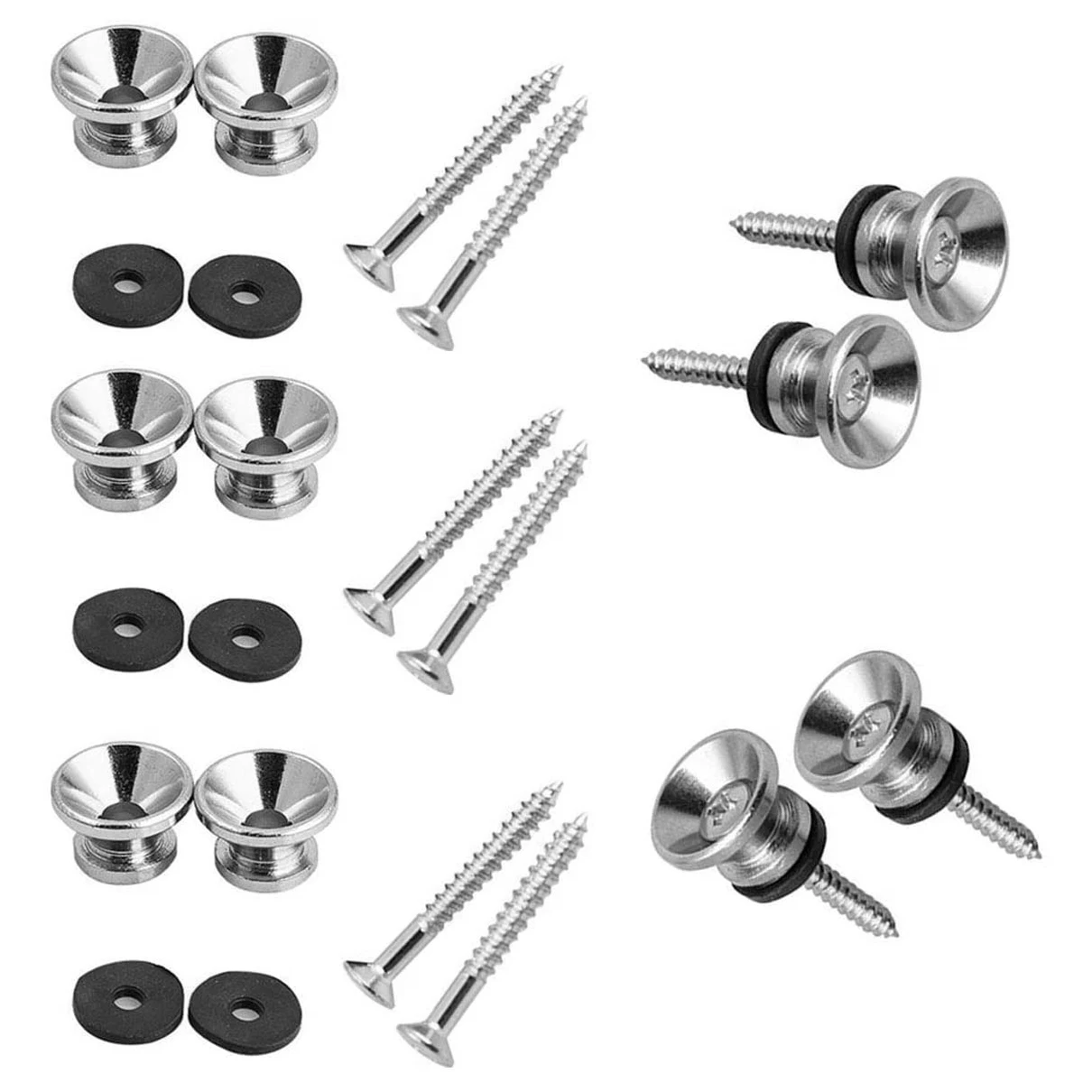10Pcs Metal Strap Buttons End Pins with Mounting Screws for Electric Acoustic Guitar, Bass,Ukulele Rich