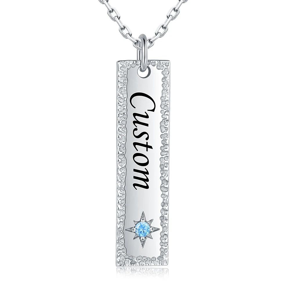 925 Sterling Silver Personalized Bar Necklace Star of David Customized Name&Birthstone Pendant Jewelry Birthday Gifts for Women