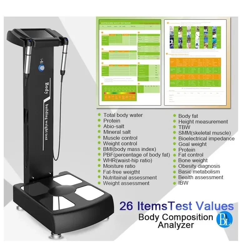 2025Máquina profesional de análisis corporal para atención sanitaria con WiFi y Bluetooth Prueba de peso de composición de grasa y impresora a color HP