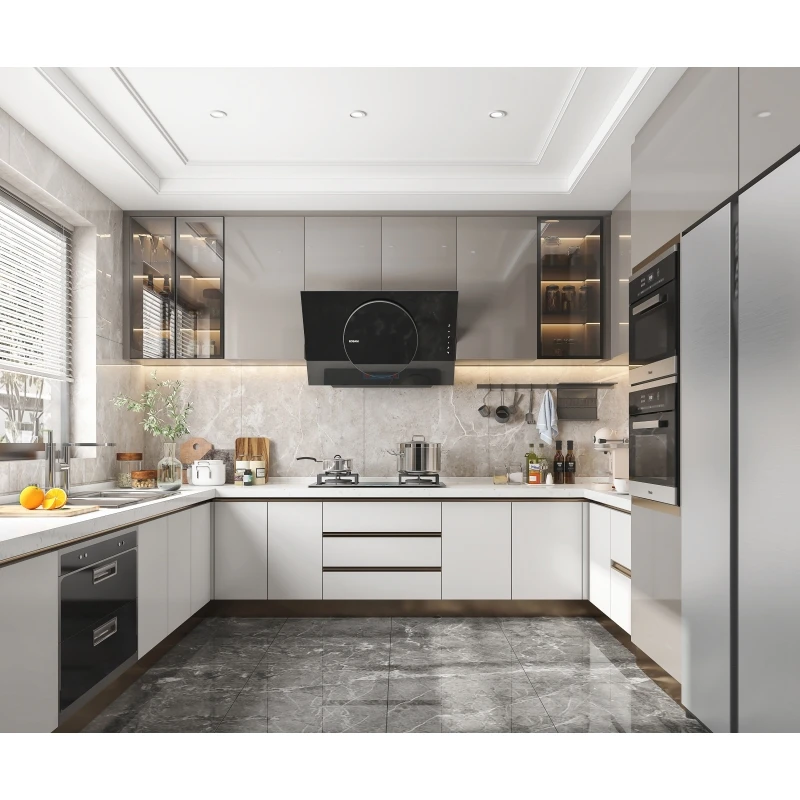 One-stop Custom Luxury Modern Design Matte Finished Lacquer Kitchen Cabinet Design Solid Wood Kitchen Cabinets