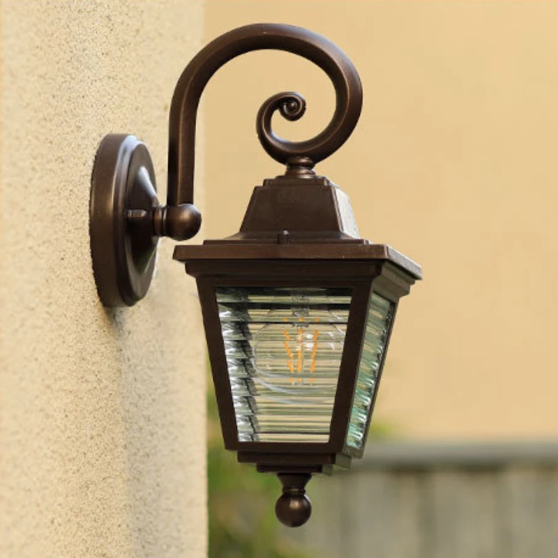 

Porch Vintage Lamp Waterproof Outdoor Retro Wall Lights Sconce for Gate Villa Courtyard Glass+Aluminum Anti-rust