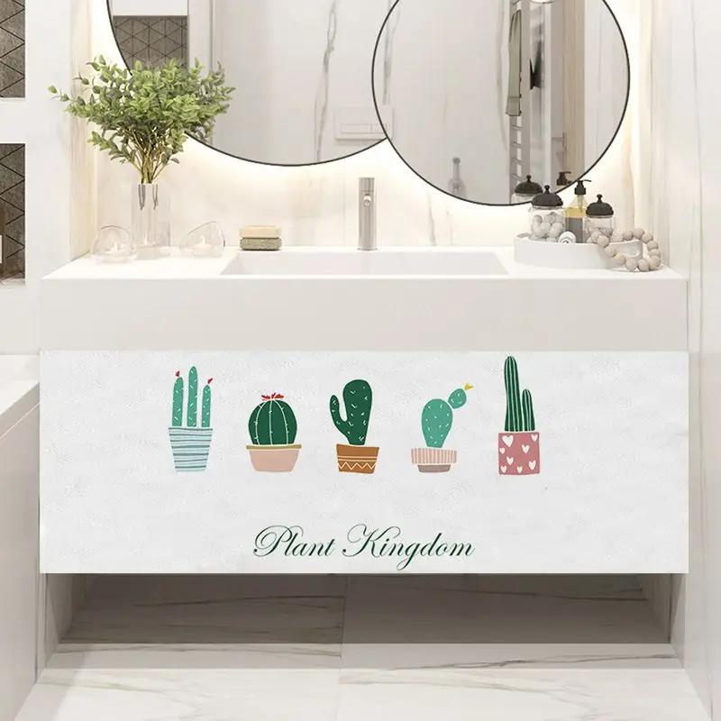 VIKAMA Cartoon Cactus Cat Paw Sink, Ugly Curtain, Washbasin, Cabinet Cover Curtain, Bathroom Sink, Home Decoration