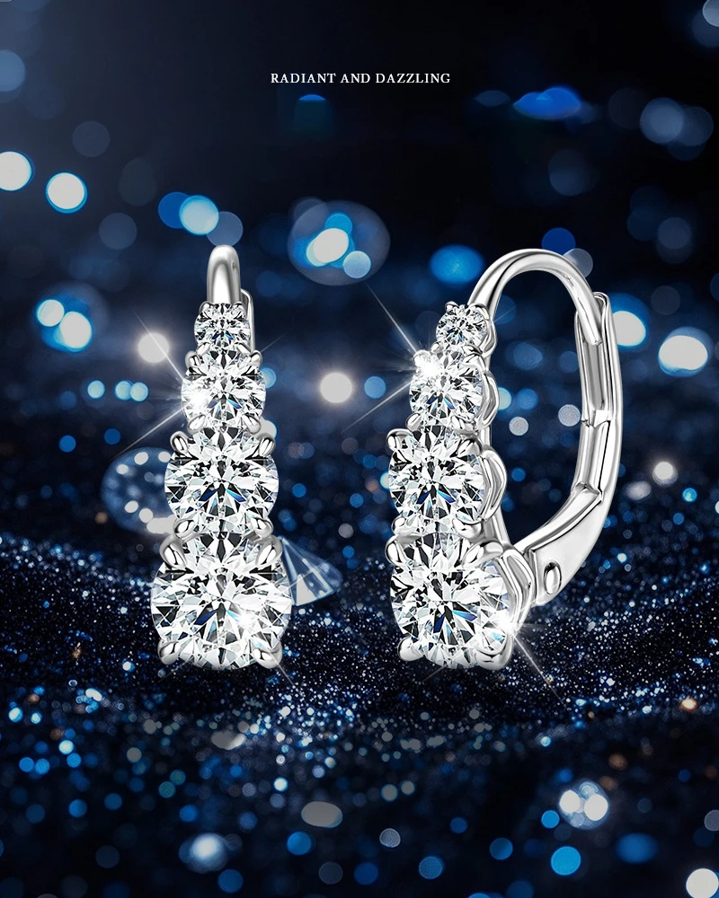 

New Star Earrings, D Color Moissanite, Versatile Niche Light Luxury 925 Silver