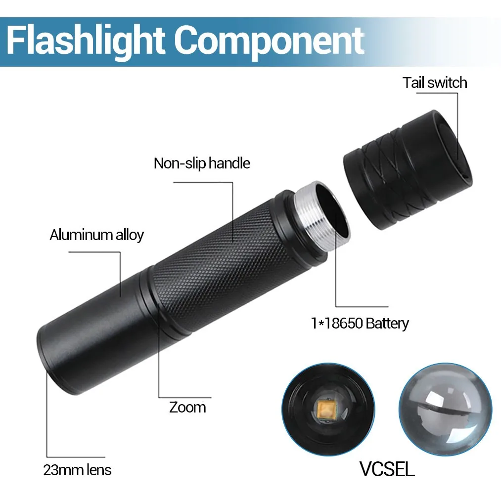 850nm/940nm Infrared Flashlight VSCEL IR Torch Zoomable Infrared Illuminator for Night Vision Scope Tactical Weapon Gun Lights