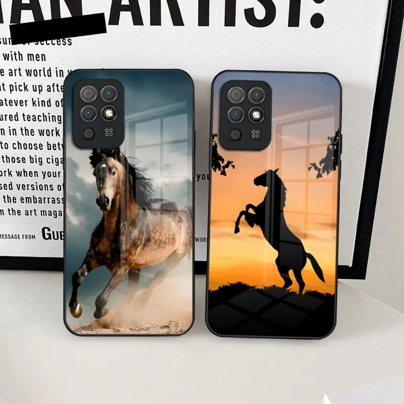 Animal Galloping Horse Phone Case Glass For Huawei P30 P50 P40 P20 ProPlus Lite Mate 40Pro 30 20 Nove 9 8 7 Pro Cover