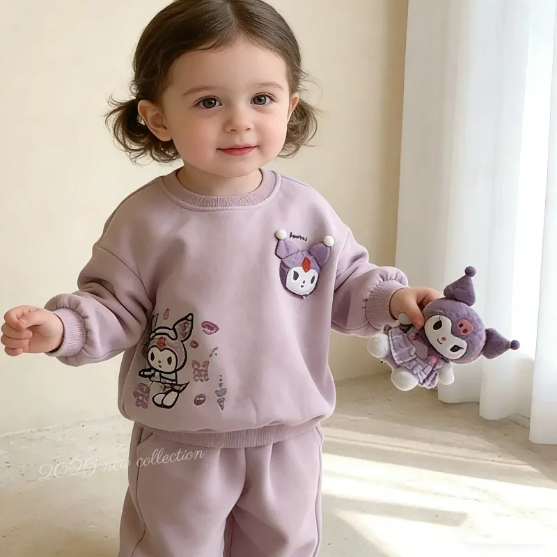 

Sanrio Hello Kitty Girls Sweatshirt Set Spring New Style Cute Little Girl Clothes Children Sweet Tracksuits Kawaii Two-Piece