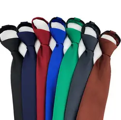 GUSLESON New Solid Color 8CM Lazy Zipper Tie Blue Green Neck Tie for Wedding Party Cravats Accessories Adjustable Tie
