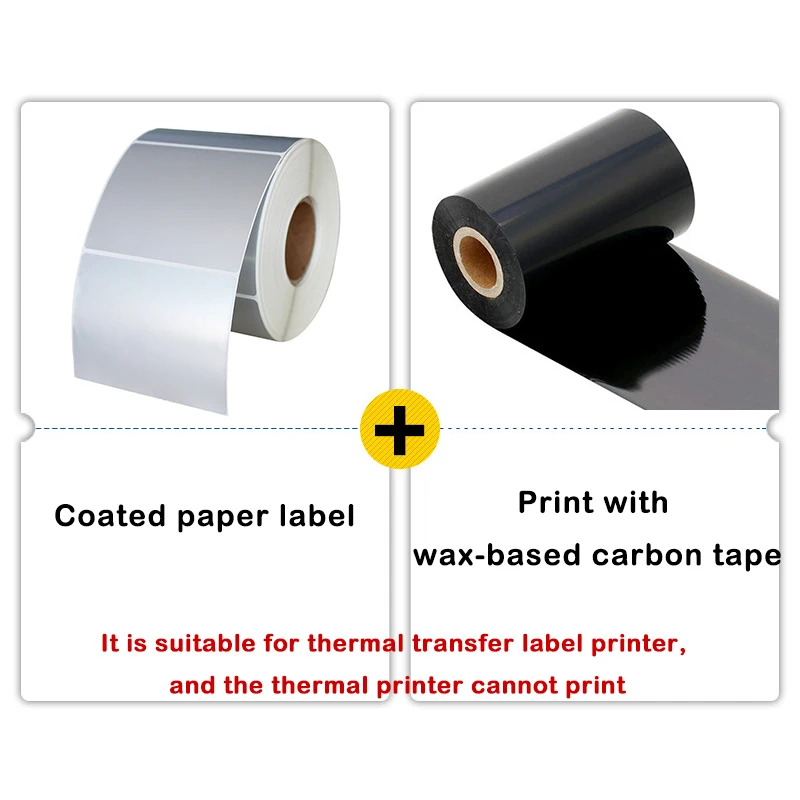 1Roll/pack Matte Silver Sticker Blank PET Labels for Thermal Transfer Printer Barcode Labels Office Supplies（Not thermal paper）