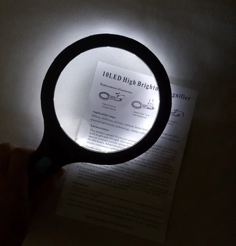 

1.8X 5X 138mm Big Lens Handheld Illumination Magnifier Reading Magnifying Glass with LED Lights Magnifying Glasses Loupe