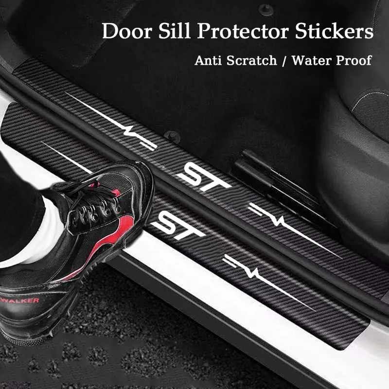 Carbon Fiber Car Sticker Door Trunk Protective Strip for Ford ST 2025 Sill Trim Waterproof Decals Scuff Scratch Interior