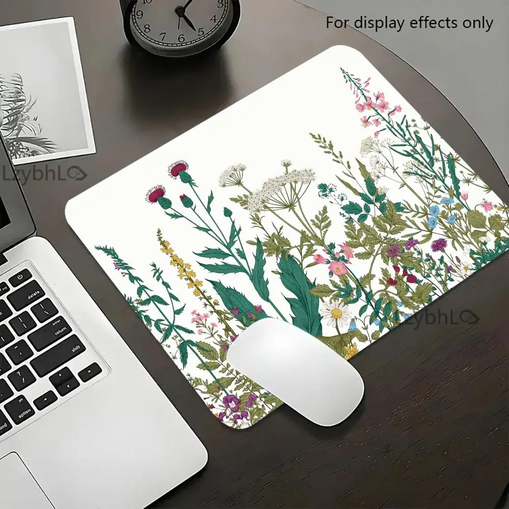 

Зеленый коврик для мыши с листьями растений, маленький геймерский настольный коврик, ПК, квадратный игровой офисный аксессуар, коврик для мыши, резиновая клавиатура, коврики для стола HD