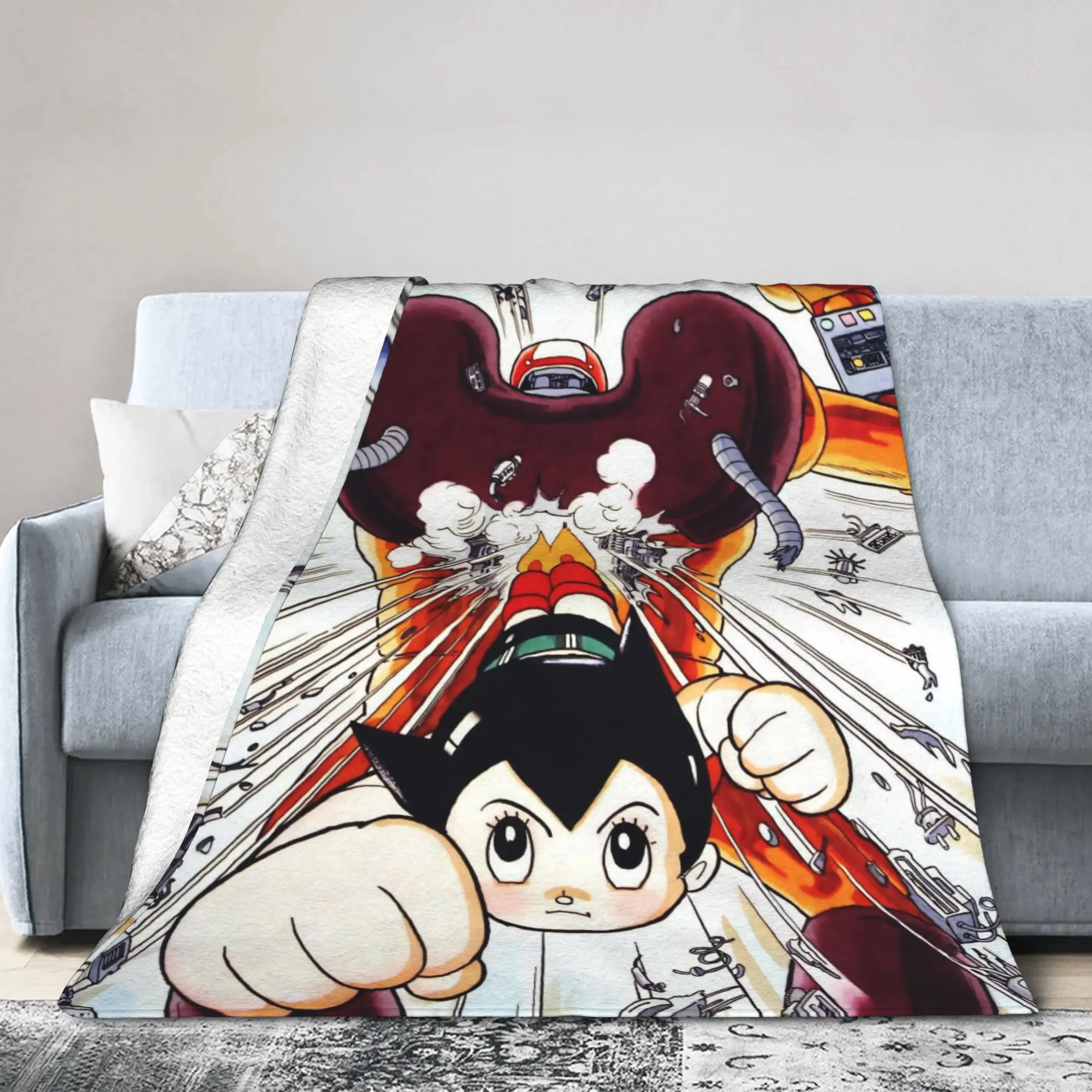 Astroboy Astro Boy Anime Flannel Blankets  Fashion Throw Blanket for Home Hotel Sofa  125*100cm Plush Thin Quilt