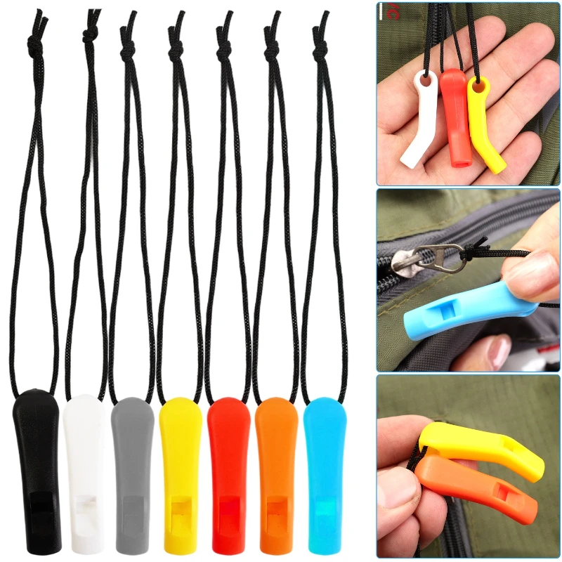 비상 호루라기 안전 장비 배낭 지퍼 풀러 생존 장비 야외 하이킹 액세서리 다채로운 소리 큰 폴리에스터