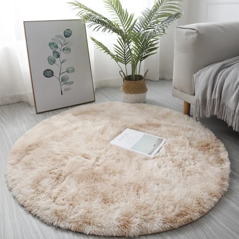 Plush Round Rug Mat Fluffy White Carpets for Living Room Soft Home Decor Bedroom Kid Room Decoration Salon Thick Pile 23054652