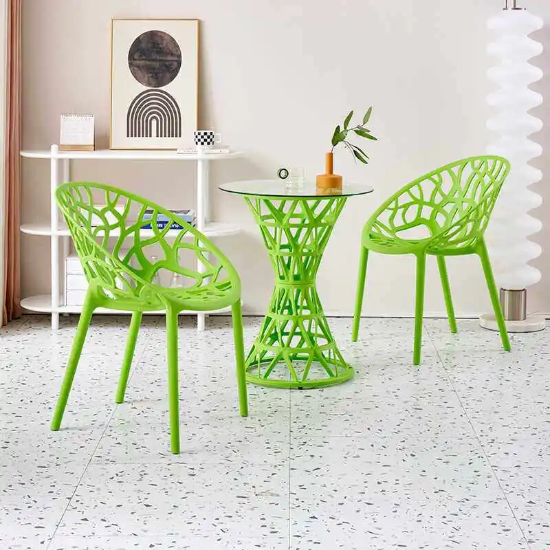 Simple and modern Nordic backrest home dining chair adult balcony outdoor leisure courtyard negotiation one table and two chairs