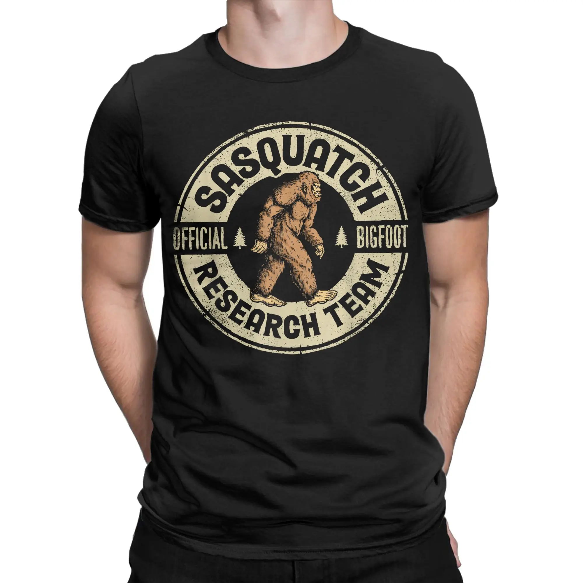 Streetwear T Shirt Summer Bigfoot Research Team Retro Vintage Sasquatch T Shirts Cotton Tshirt for Men Design Short Sleeve Tops