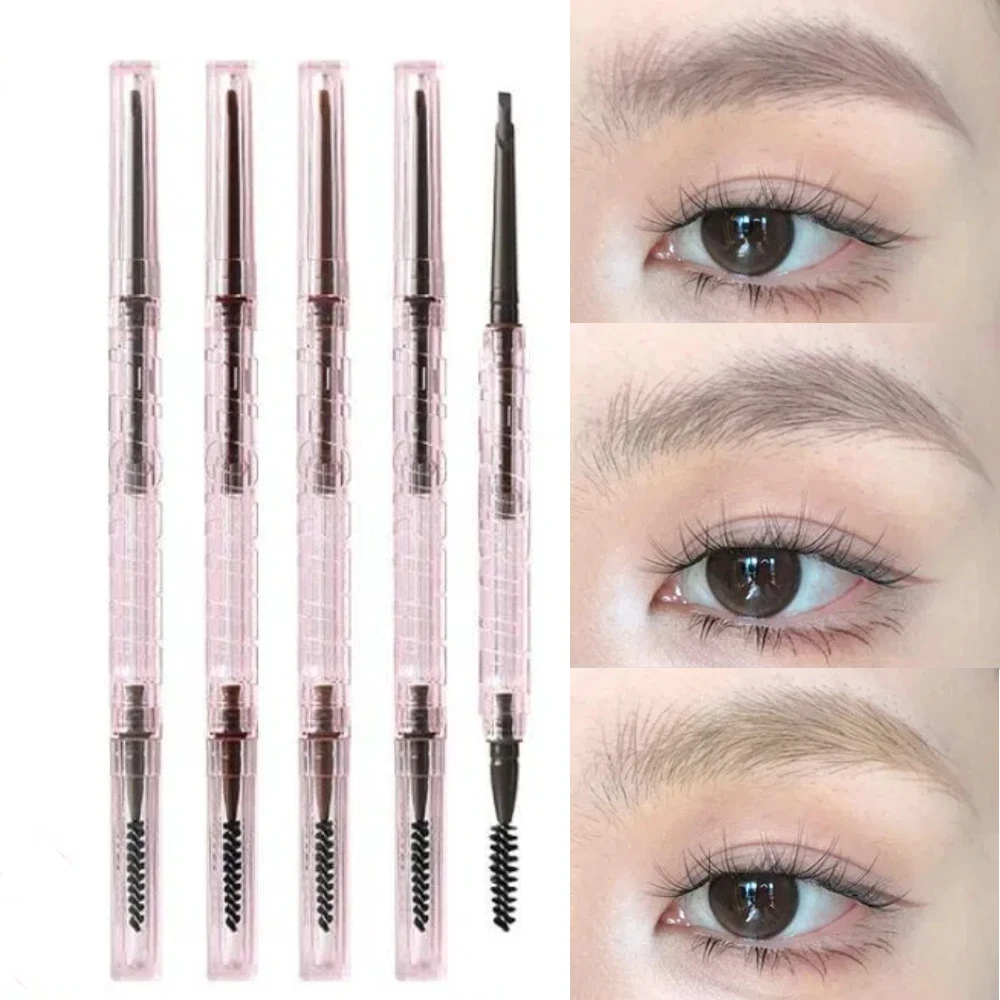 FLORTTE Double Ended Matte Eyebrow Pencil Black Brown Waterproof Eyebrow Tint Tattoo Pen Natural Lasting Makeup Tool With Brush