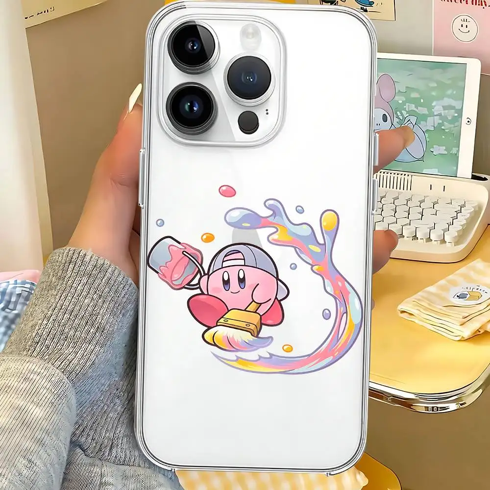Cute K-Kirby Phone Case For Iphone 17 16 15 11 13 14 Pro Max 7 8 Plus X Xr Xs Max Se2020 12mini Transparent Cover