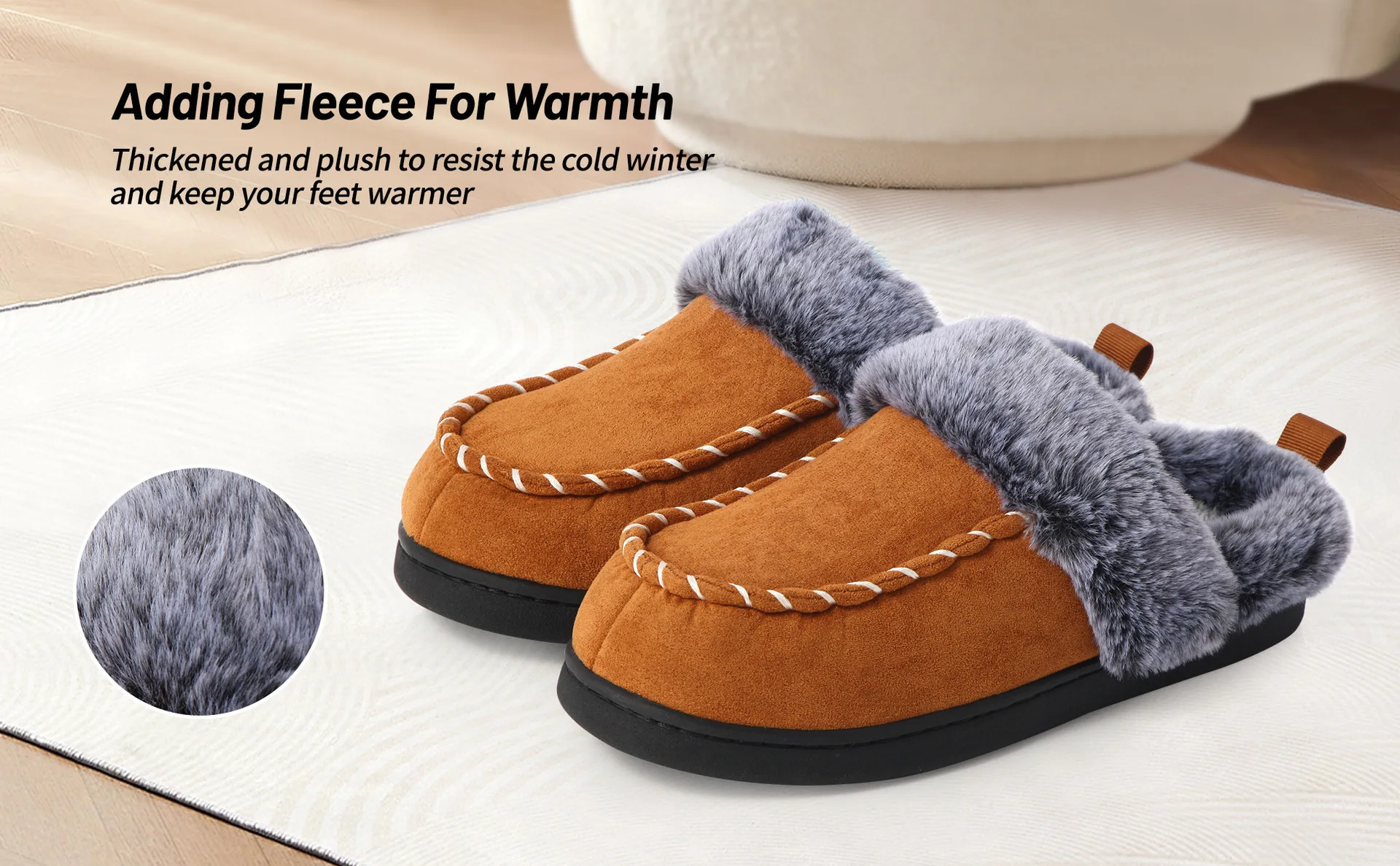 

Casual Fluffy Slippers Men House Flats Luxury Designer Winter Shoes Male Plush Warm Indoor Fashion Footwear Large Size Comfort