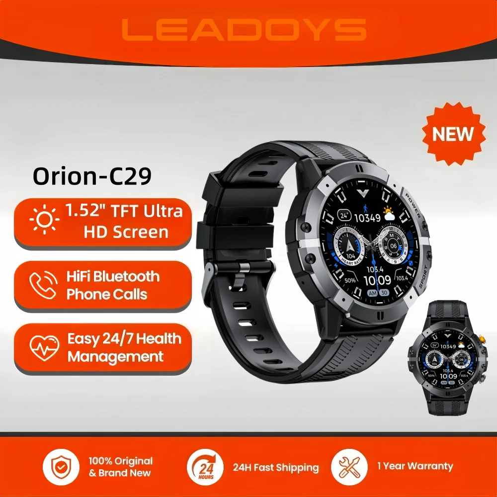 

LEADOYS C29 Smartwatch with 1.52” HD TFT Display Positioning Workout Modes Sport Fitness Tracker for ActiveLifestyle