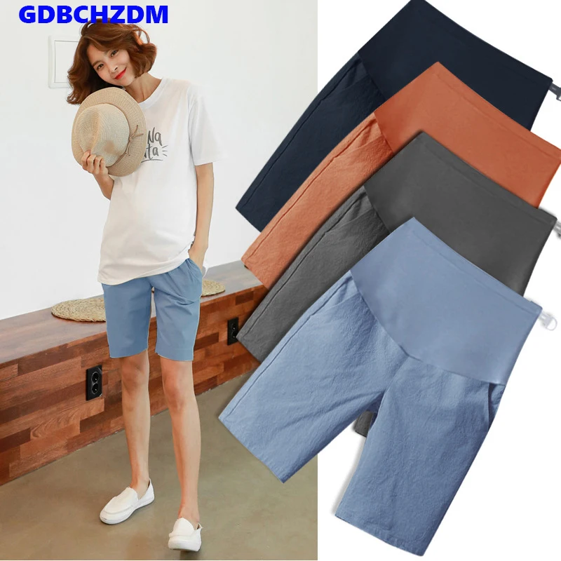 

1/2 Length Thin Cotton Linen Maternity Short Pants Summer Fashion Shorts Clothes for Pregnant Women Casual Belly Pregnancy