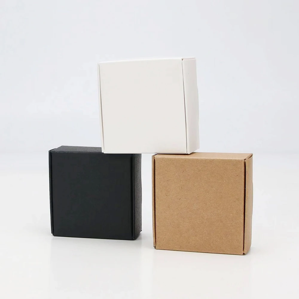 Cajas de Regalo pequeñas de papel Kraft, caja de cartón para embalaje de joyería, color blanco, marrón y negro, 10 piezas, gran oferta