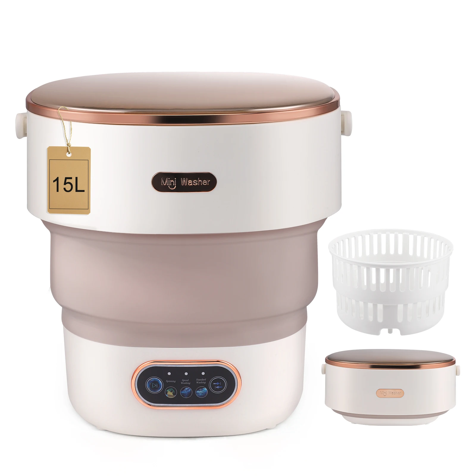 Seau de Machine à laver pliant 15l, pour vêtements, chaussettes, sous-vêtements, nettoyage, Portable, petite Machine à laver de voyage