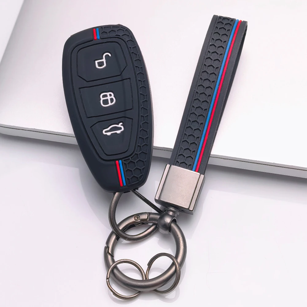 New Silicone Car Key Pack for Ford ST Line Fiesta Focus Mondeo Ecosport Kuga Puma Edge Escape Metallic Accessories