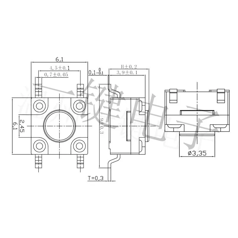TS-I015 Waterproof 6*6*4.3/5/6/7mm Patch Dustproof Touch Switch 4-Pin Button Connector