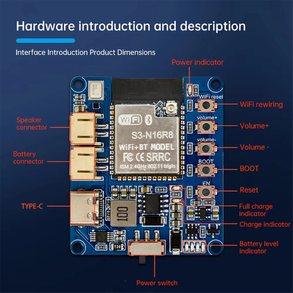 

ESP32-S3 Voice Chat Module Xiaozhi AI Artificial Intelligence Development Board Supports Large Model Type-C