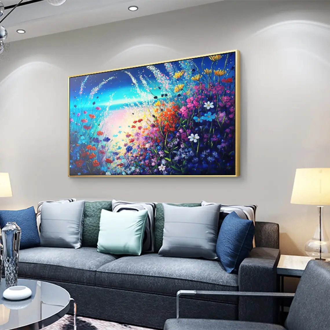 Abstract Flowers Landscape Oil Painting Hand-Painted ON Canvas Spring Colorful Flower Field Paintings Wall Art Home Decoration