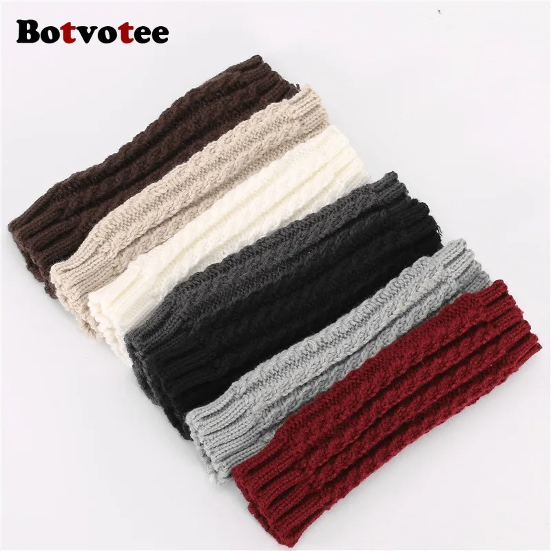Botvotee Y2k gants d'hiver demi-doigt pour femmes hiver doux chaud tricot bras gants chaud sans doigts blanc rouge mitaine Guantes