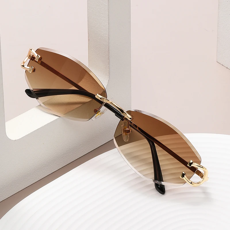 Lunettes de soleil sans cadre pour hommes et femmes, multicolores, haut de gamme, en métal, Style neutre, de rue, Uv400