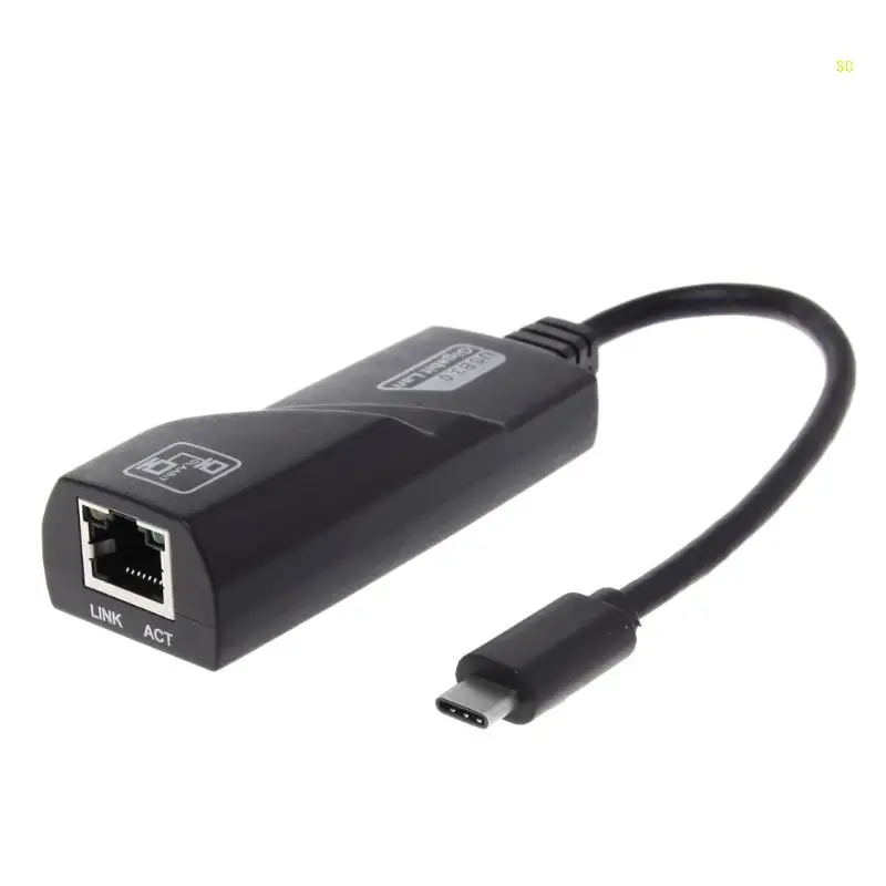USB ประเภท C 3.1 RJ45 LAN Ethernet Converter อะแดปเตอร์ USBC ถึง 100/1000M Gigabit ภายนอกปลั๊กเครือข่ายแบบมีสายสำหรับ PC