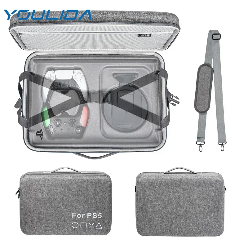 PS5 Storage Case with Shoulder Strap for Sony PlayStation 5 Game Consoles Carrying Case Waterproof Large Capacity Hard Case