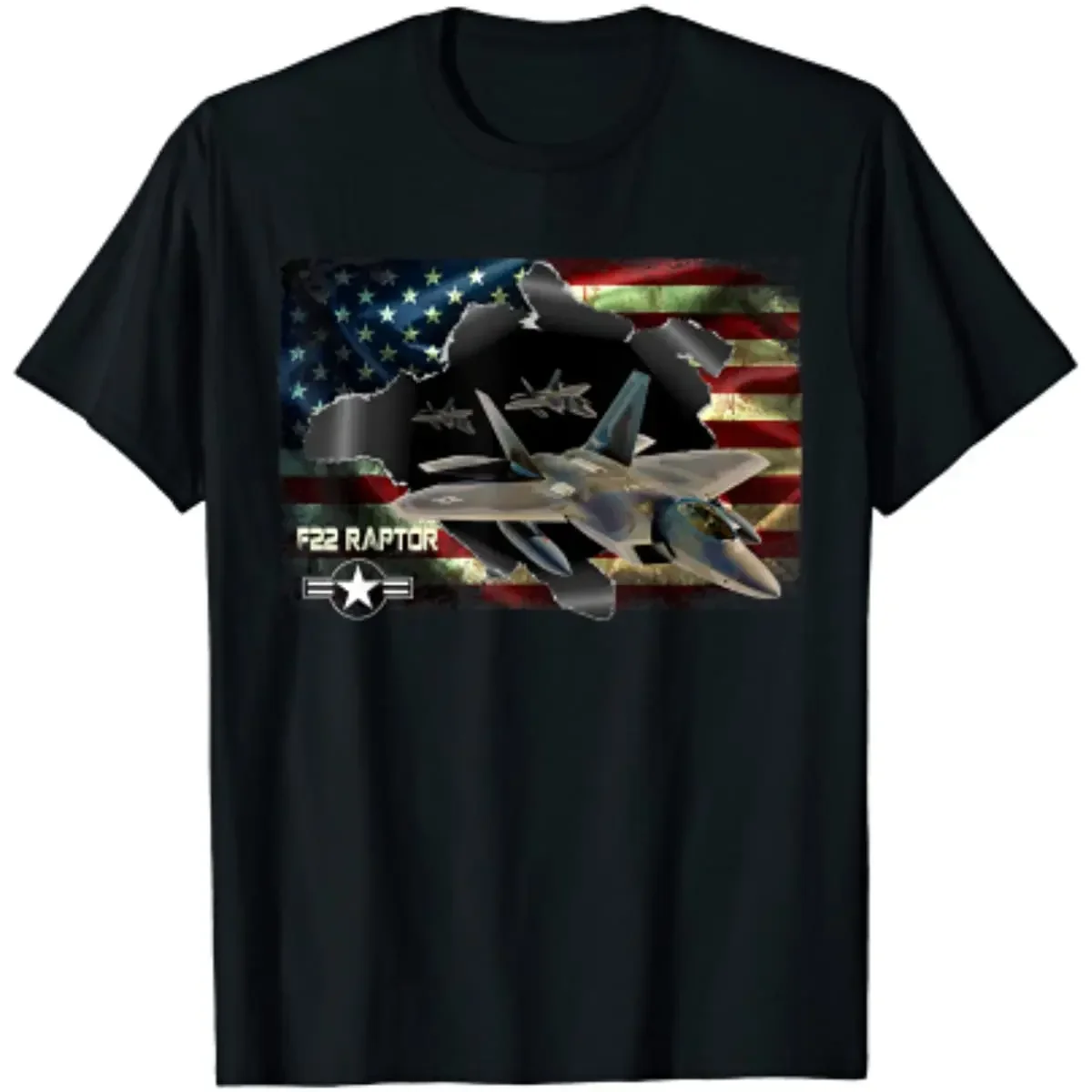 

F-22 Raptor Air Force Military Veteran Pride US Flag Men T-Shirt Short Sleeve Casual Cotton O-Neck Summer Shirt